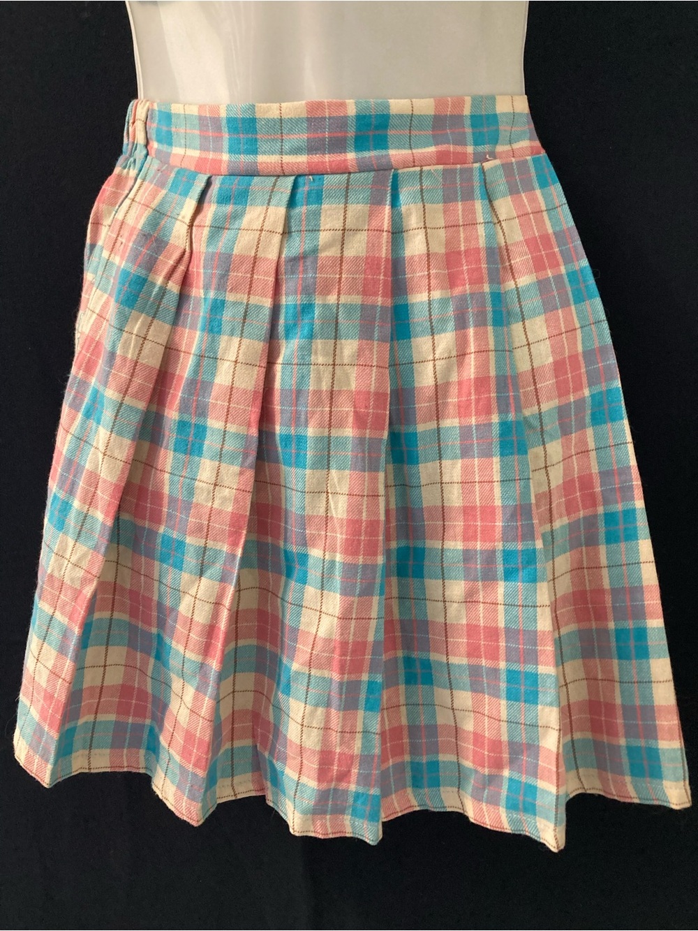 Beautées Pastel Plaid Pleated Mini Skirt 28” at the waist M/L